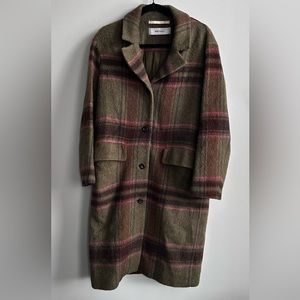 Norse Projects Sarah Checked Wool in Sitka Green, Size 36